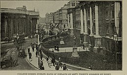 Dublin in 1909, with trams, horsecarts, and pedestrians