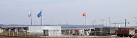 A view of the Hamzabeyli border crossing point with its counterpart Lesovo (note the exclusive truck traffic)