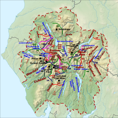 Showing pass numbers, lakes, valleys and mountains