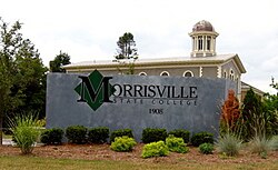 Sign for Morrisville State College in the village