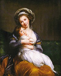 In her Self-portrait with her daughter Julie (1786), Élisabeth Vigée Le Brun painted herself smiling. When it was exhibited at the Salon of 1787, the court gossip-sheet Mémoires secrets commented: "An affectation which artists, art-lovers and persons of taste have been united in condemning, and which finds no precedent among the Ancients, is that in smiling, [Madame Vigée LeBrun] shows her teeth."[15]