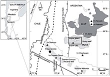 Payún Matrú is part of a group of volcanoes, with a string of volcanoes just to its south