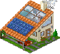 Esempio di pixel art quasi isometrico (una casa)