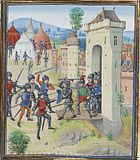 A medieval town under assault