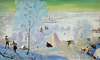 Kustodiev: The Skiers (1919)