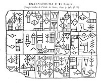 Tablet mentioning Akurgal, as father of Enannatum I: "Enannatum, ensi of Lagash, son of Akurgal, ensi of Lagash...."[8]