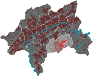 Lage des Quartiers Blombach-Lohsiepen im Stadtbezirk Ronsdorf