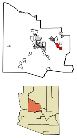 Location of Camp Verde in Yavapai County, Arizona