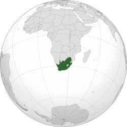 Localização da África do Sul.