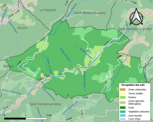 Carte en couleurs présentant l'occupation des sols.