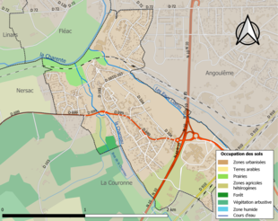 Carte en couleurs présentant l'occupation des sols.