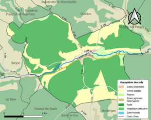 Carte en couleurs présentant l'occupation des sols.