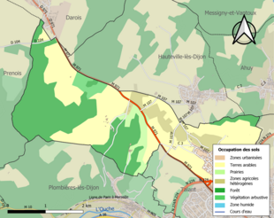 Carte en couleurs présentant l'occupation des sols.