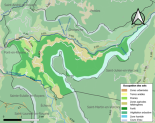 Carte en couleurs présentant l'occupation des sols.