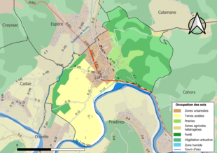 Carte en couleurs présentant l'occupation des sols.