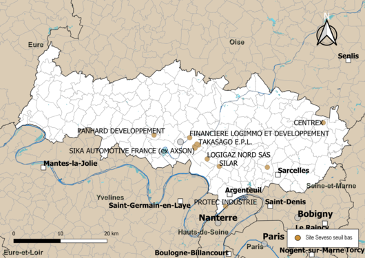 Carte des sites « Seveso seuil bas ».