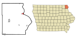 Location of Lansing, Iowa