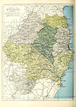 Baronies of County Wicklow. Upper Talbotstown is in the west.