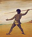 Timmy, a Tasmanian Aboriginal, throwing a spear (1838)