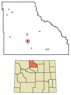 Location of Basin in Big Horn County, Wyoming.