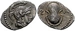 Possible coinage of Balakros, with the letters "B-A".