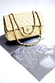 Chanel handbag in quilted-leather with adjustable double-chains to wear on the arm or shoulder