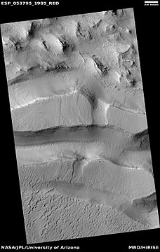 Layered mesas, as seen by HiRISE under HiWish program