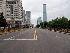 Abu Dhabi Plaza as seen from Turkistan Street