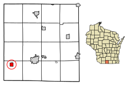 Location of Browntown in Green County, Wisconsin.