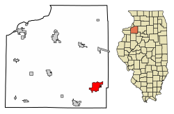 Location of Kewanee in Henry County, Illinois.