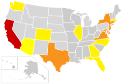 Amerikaniranilaisten osuus osavaltioittain