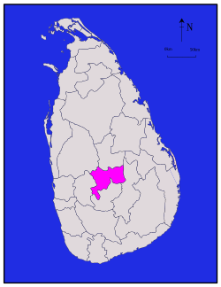 Map of Sri Lanka with Kandy District highlighted