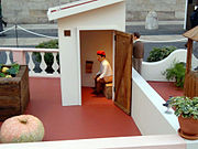 Caganer en el pesebre del Ayuntamiento de Barcelona en la plaza Sant Jaume, navidad de 2013.