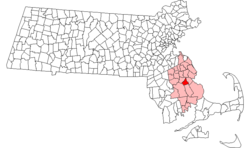 Location in Plymouth County in Massachusetts