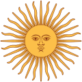 Sol de Mayo en la bandera de Argentina, est. 1818