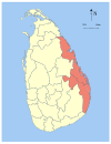 Area map of Eastern Province of Sri Lanka