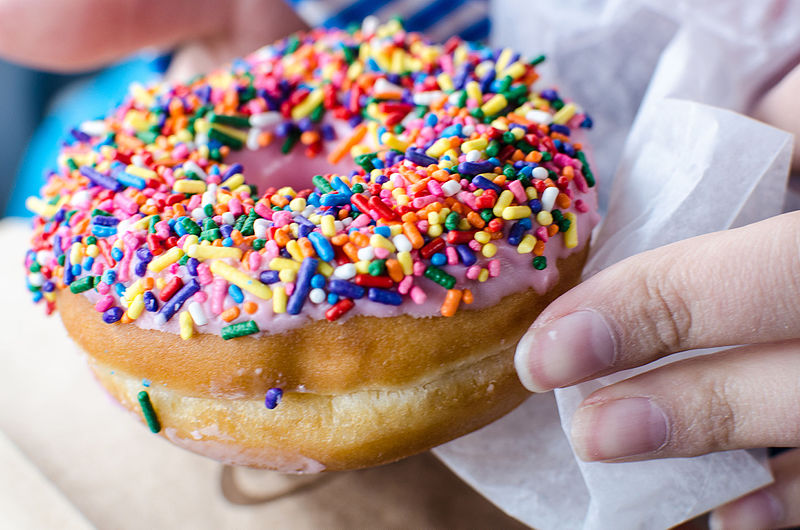 Strawberry donut with sprinkles