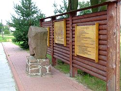 Monument in the place where the house, where Stefan Żeromski was born, was located