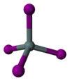 Ball-and-stick model of the tin(IV) iodide molecule