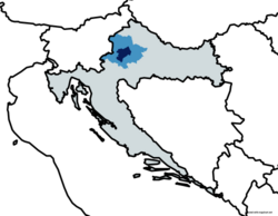 Zagreb city (dark blue) and surrounding counties (light blue)