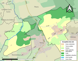 Carte en couleurs présentant l'occupation des sols.