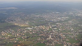 Aerial view of the town