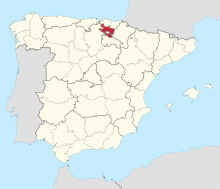 Map of Spain with Araba/Álava highlighted