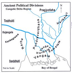 Area ruled by the Varman Dynasty (Comprising the ancient land of Vanga, Anga and Pundravardhana)