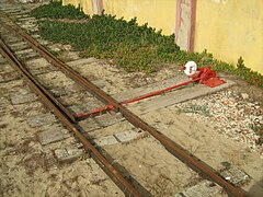 Decauville track switch, Costa da Caparica, Portugal