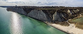 View of Cliffside and the Scarborough Bluffs from the southeast at Bluffer's Park