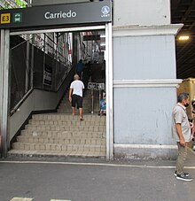 Entrance to Carriedo station upstairs from street level