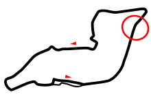 Carte du tracé du circuit d'Imola montrant la Villeneuve curva, lieu de l'accident de Ratzenberger