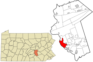 Location of Harrisburg in Dauphin County, Pennsylvania.