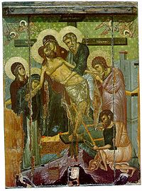 Icon of the Descent from the Cross, including Righteous Joseph of Arimathea.